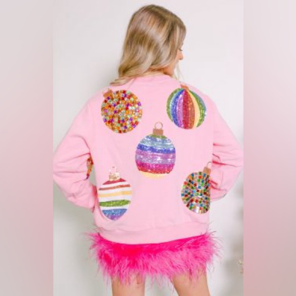 QUEEN OF SPARKLES ORNAMENT SWEATSHIRT PINK Small - Picture 6 of 6
